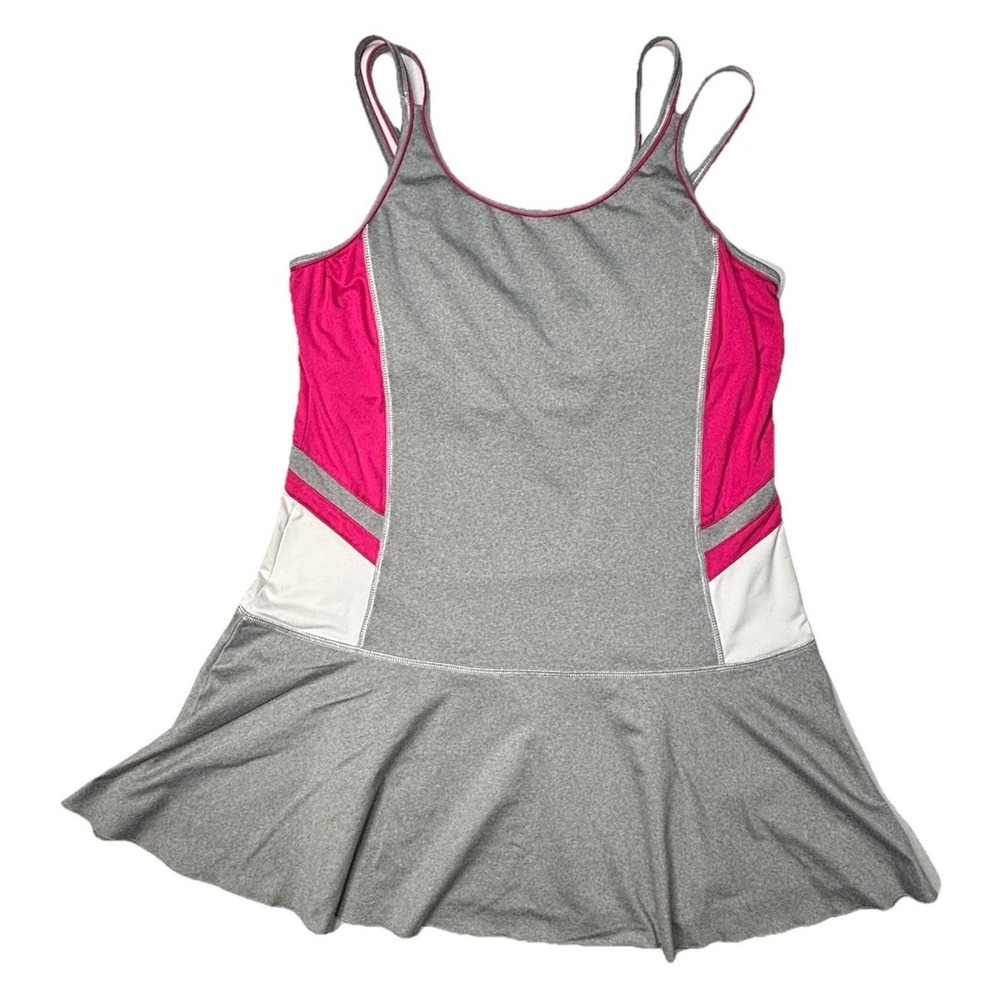 Tail Tennis Dress Gray Pink Athletic Sleeveless Fit Flare Size Medium